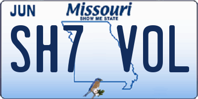 MO license plate SH7V0L