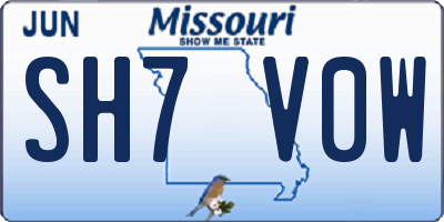MO license plate SH7V0W