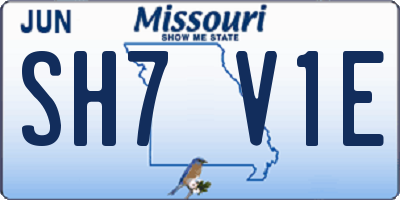 MO license plate SH7V1E