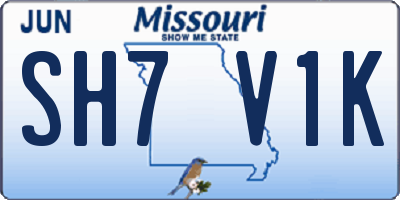 MO license plate SH7V1K