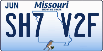 MO license plate SH7V2F