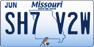 MO license plate SH7V2W