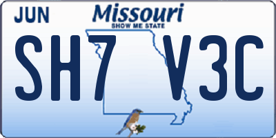MO license plate SH7V3C