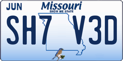 MO license plate SH7V3D
