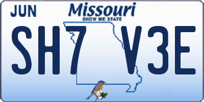 MO license plate SH7V3E