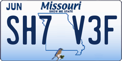 MO license plate SH7V3F