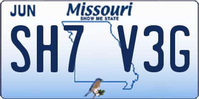 MO license plate SH7V3G
