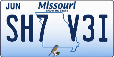 MO license plate SH7V3I