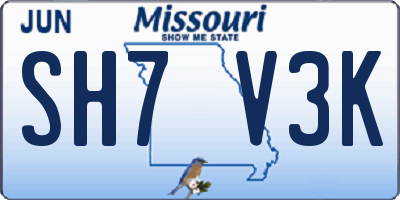 MO license plate SH7V3K
