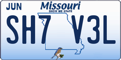 MO license plate SH7V3L