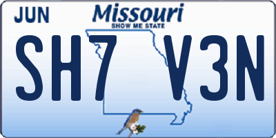 MO license plate SH7V3N