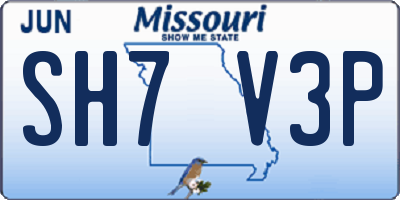 MO license plate SH7V3P