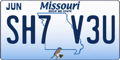 MO license plate SH7V3U