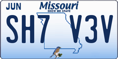 MO license plate SH7V3V