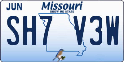 MO license plate SH7V3W