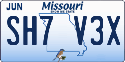 MO license plate SH7V3X