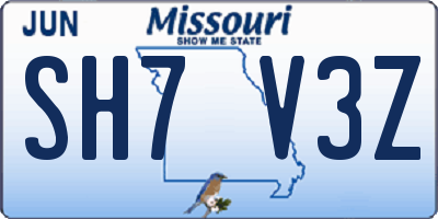 MO license plate SH7V3Z