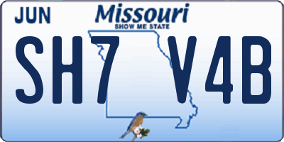 MO license plate SH7V4B