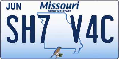 MO license plate SH7V4C