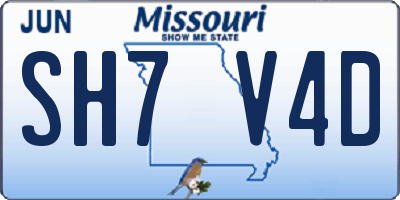 MO license plate SH7V4D