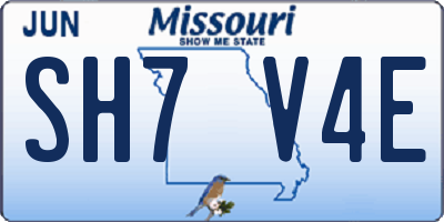 MO license plate SH7V4E