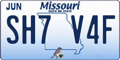 MO license plate SH7V4F