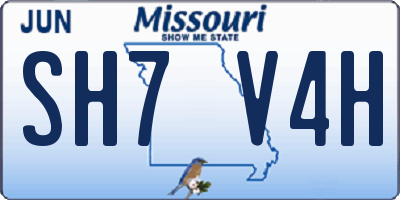 MO license plate SH7V4H