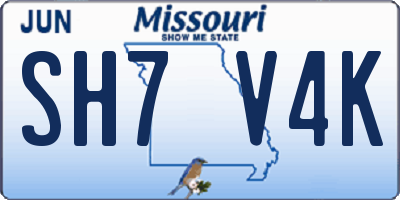 MO license plate SH7V4K