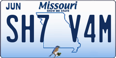 MO license plate SH7V4M