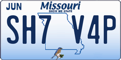 MO license plate SH7V4P