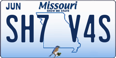 MO license plate SH7V4S