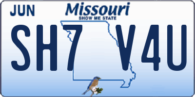MO license plate SH7V4U