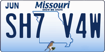 MO license plate SH7V4W