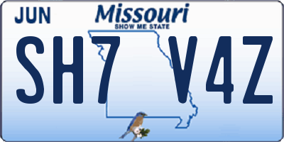 MO license plate SH7V4Z