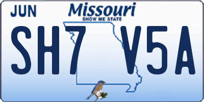 MO license plate SH7V5A