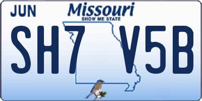 MO license plate SH7V5B