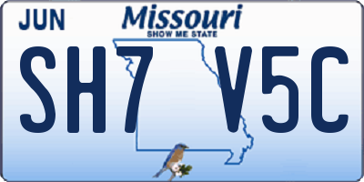 MO license plate SH7V5C
