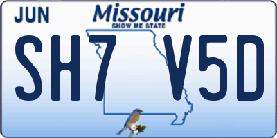 MO license plate SH7V5D