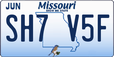 MO license plate SH7V5F