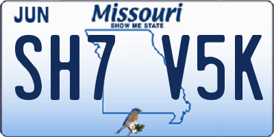 MO license plate SH7V5K