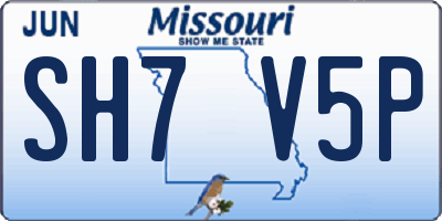 MO license plate SH7V5P