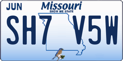 MO license plate SH7V5W