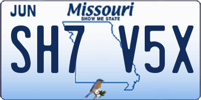 MO license plate SH7V5X