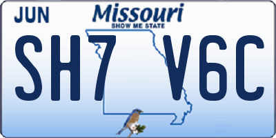 MO license plate SH7V6C