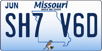 MO license plate SH7V6D