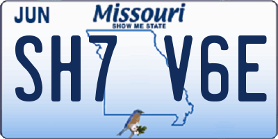 MO license plate SH7V6E
