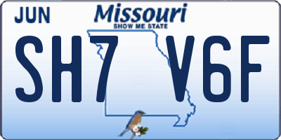 MO license plate SH7V6F
