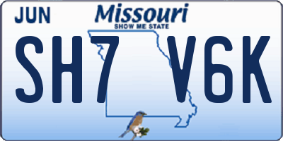 MO license plate SH7V6K