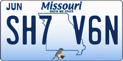 MO license plate SH7V6N