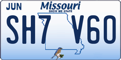 MO license plate SH7V6O